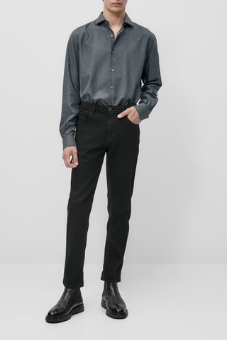 Chemise pied-de-poule slim fit - Gris