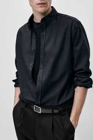 Chemise bleu encre carreaux slim fit - Anthracite