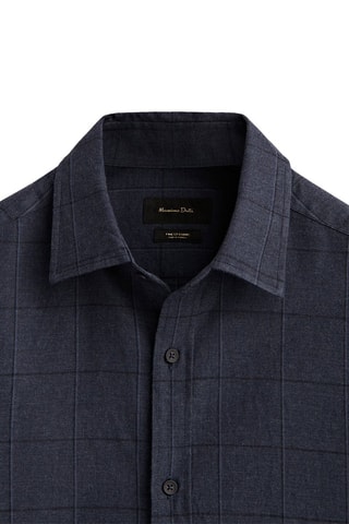 Chemise à carreaux droite - Bleu marine