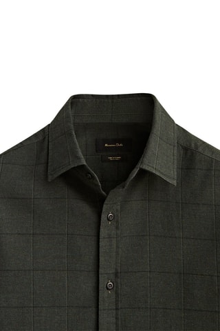 Chemise à carreaux droite - Kaki