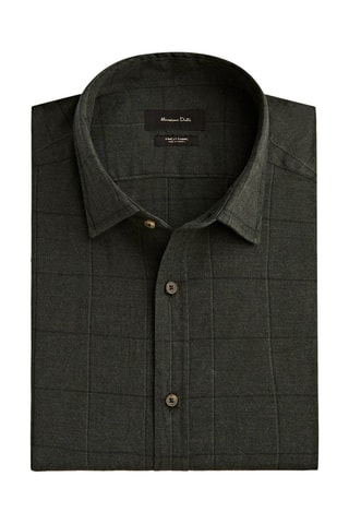 Chemise à carreaux droite - Kaki