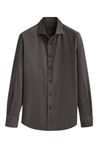 Chemise denim délavé coton coupe slim - Gris foncé