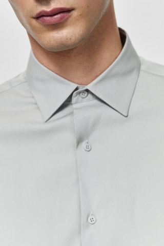 Chemise coton unie stretch fit - Gris clair