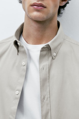 Chemise texturée en coton mélangé extensible - Ecru