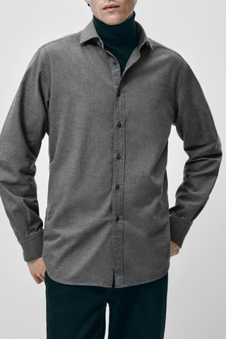 Chemise 100% coton à motif pied-de-poule coupe slim - Gris foncé