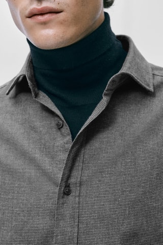 Chemise 100% coton à motif pied-de-poule coupe slim - Gris foncé