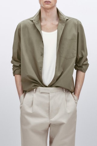 Chemise en coton relaxed fit poche - Studio - Kaki