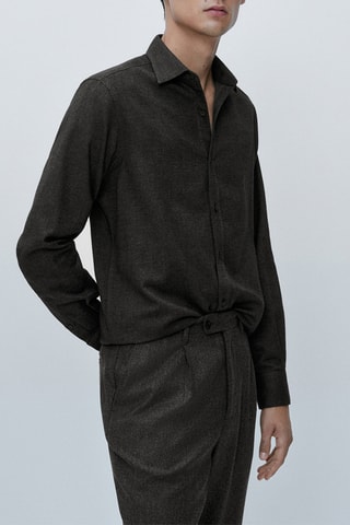 Chemise coupe slim en coton mélangé - Anthracite chiné