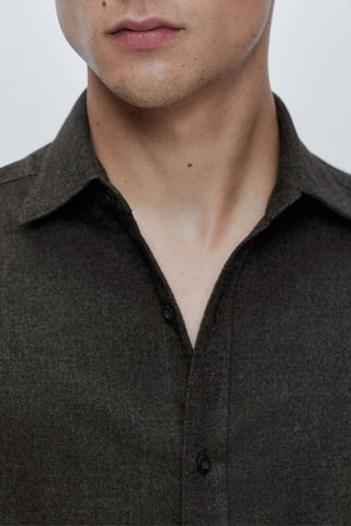 Chemise coupe slim en coton mélangé - Anthracite chiné