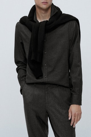 Chemise coupe slim en coton mélangé - Anthracite chiné