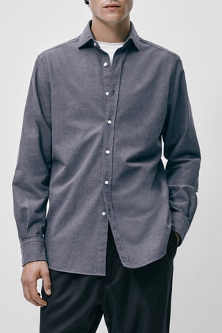 Chemise texturée coton coupe slim - Gris foncé chiné