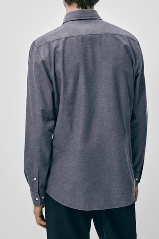 Chemise texturée coton coupe slim - Gris foncé chiné