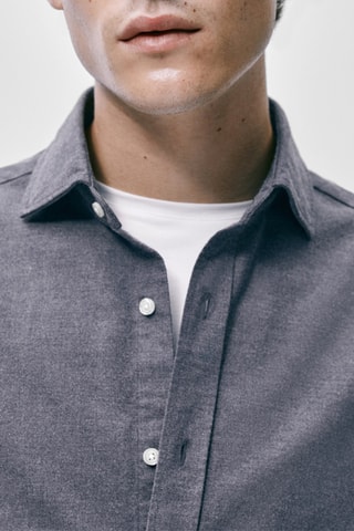 Chemise texturée coton coupe slim - Gris foncé chiné