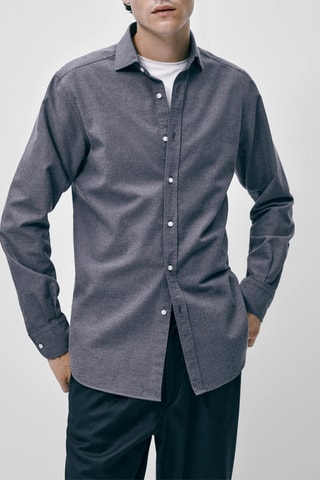 Chemise texturée coton coupe slim - Gris foncé chiné