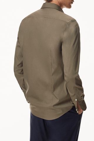 Chemise stretch en coton slim fit - Taupe