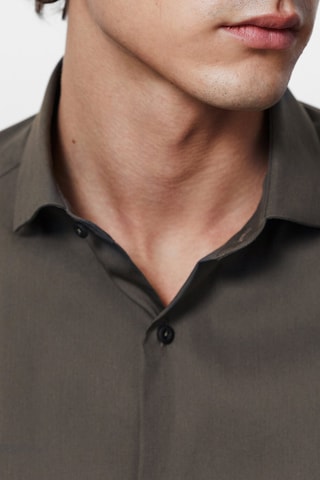 Chemise stretch texturée coupe slim - Kaki