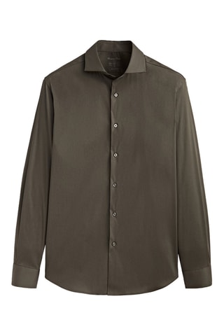 Chemise stretch texturée coupe slim - Kaki