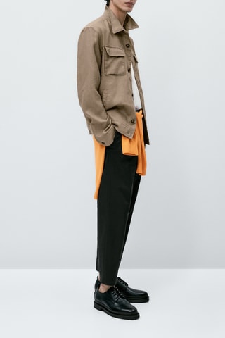 Surchemise en pur lin avec poches - Beige