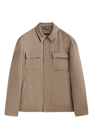 Surchemise en pur lin avec poches - Beige