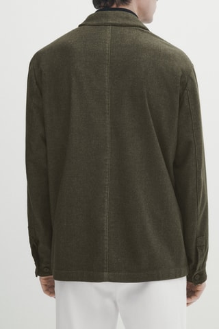 Surchemise en laine mélangée teintée poches - Kaki