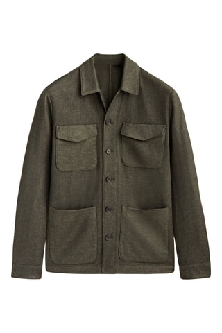 Surchemise en laine mélangée teintée poches - Kaki