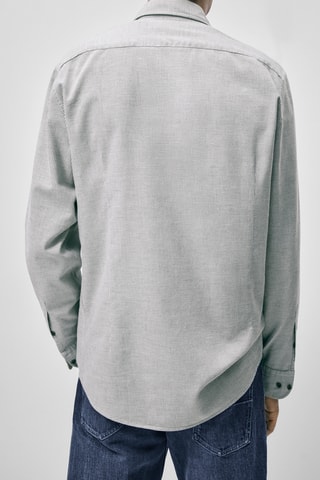 Chemise en coton mélangé à micro-carreaux slim fit - Gris