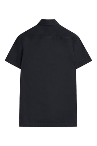 Chemise en sergé de coton à manches courtes - Bleu marine