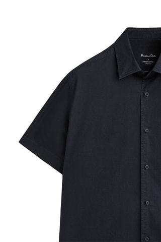 Chemise en sergé de coton à manches courtes - Bleu marine