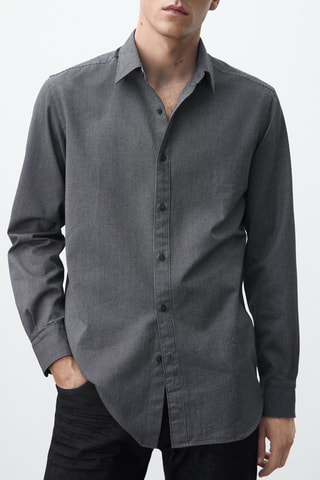Chemise à micro-carreaux en coton coupe slim - Gris foncé
