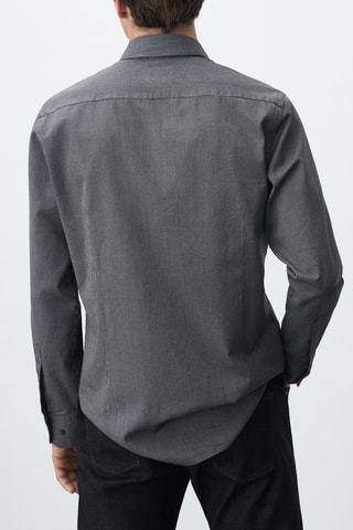 Chemise à micro-carreaux en coton coupe slim - Gris foncé
