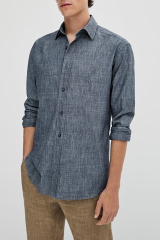 Chemise en jean pur coton slim fit - Bleu marine