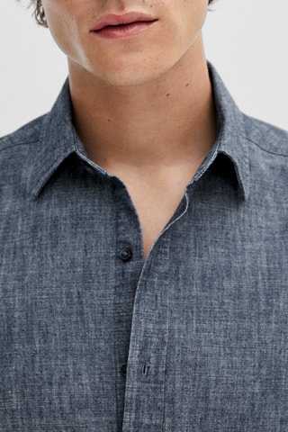 Chemise en jean pur coton slim fit - Bleu marine