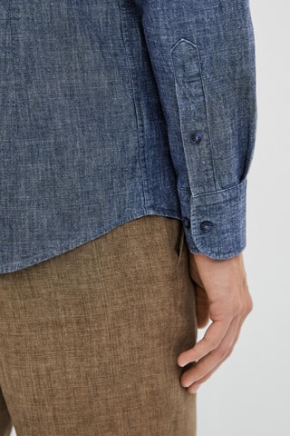 Chemise en jean pur coton slim fit - Bleu marine