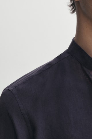 Chemise en lin slim - Bleu marine