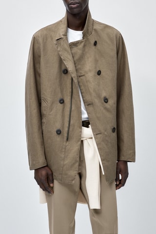 Trench en lin mélangé 3 layers - Marron clair