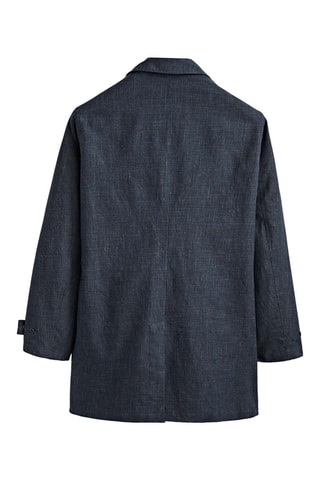 Trench carreaux en coton et lin édition limitée - Bleu marine