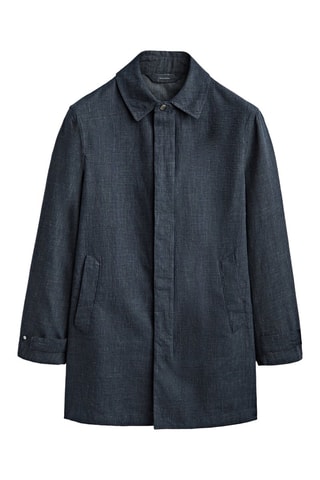 Trench carreaux en coton et lin édition limitée - Bleu marine