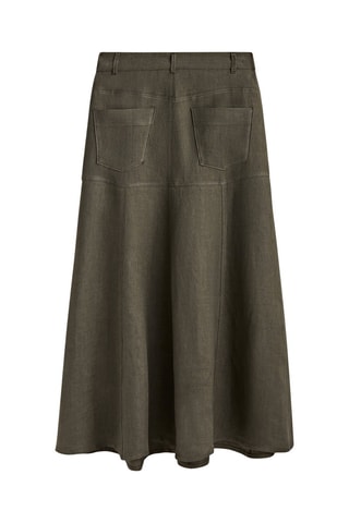 Jupe ample avec du lin et du coton - Vert foncé