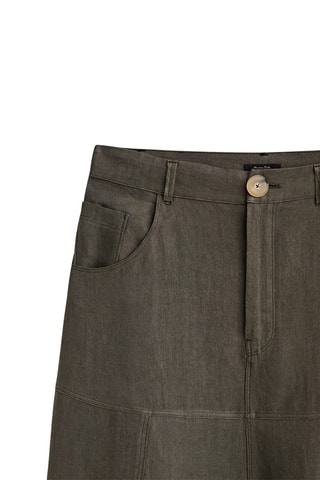 Jupe ample avec du lin et du coton - Vert foncé