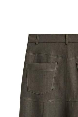 Jupe ample avec du lin et du coton - Vert foncé