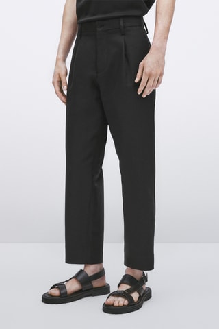 Pantalon de costume avec du coton et du lin - Studio - Noir