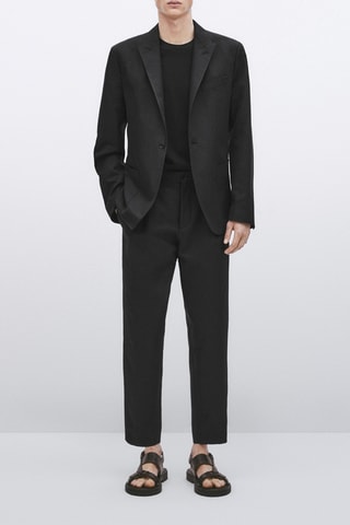 Pantalon de costume avec du coton et du lin - Studio - Noir