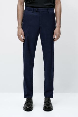 Pantalon de costume bleu fil-à-fil - Bleu marine