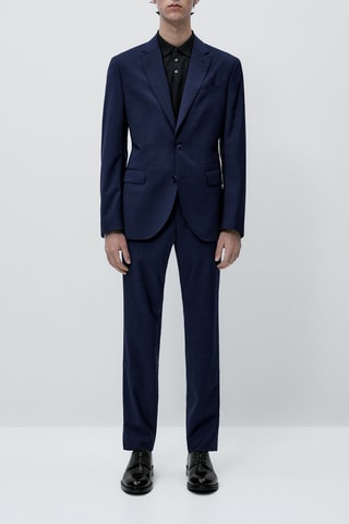 Pantalon de costume bleu fil-à-fil - Bleu marine