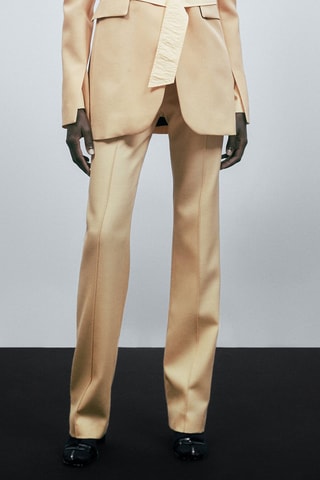 Pantalon de costume laine couture centrale - Beige