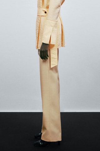 Pantalon de costume laine couture centrale - Beige