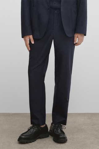 Pantalon de costume popeline studio - Bleu marine