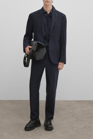 Pantalon de costume popeline studio - Bleu marine