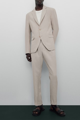 Pantalon costume en lin à pinces Limited Edition - Beige