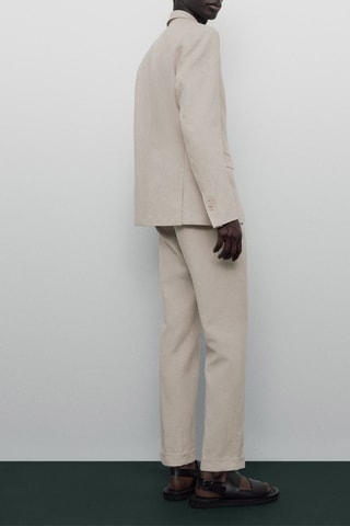 Pantalon costume en lin à pinces Limited Edition - Beige